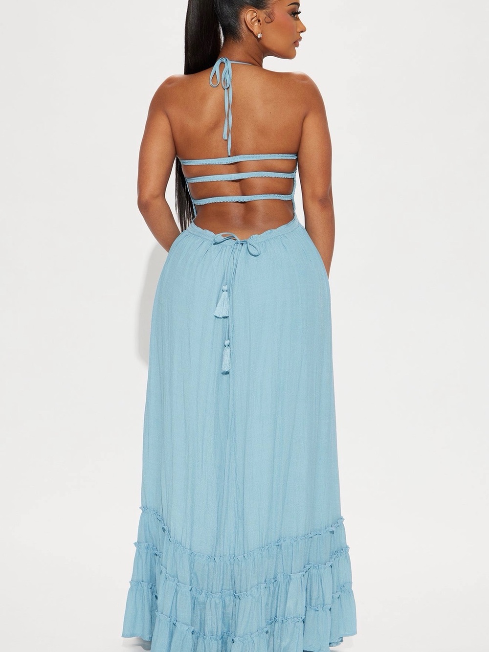 Fashion Nova Light Blue Strapless Smocked Maxi Dress - Picture 2 of 2
